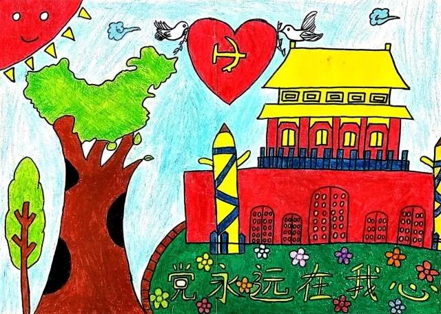 三年级爱党爱国绘画图片